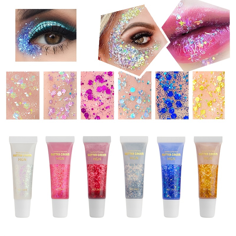 

Mermaid Sequins Body Glitter Gel, Make Up Long Lasting Glitter For Body Face Hair Eyeshadow, Music Festival Party Carnival Long Lasting Face Glitter, No Glue Needed And Easy To Remove Halloween Makeup