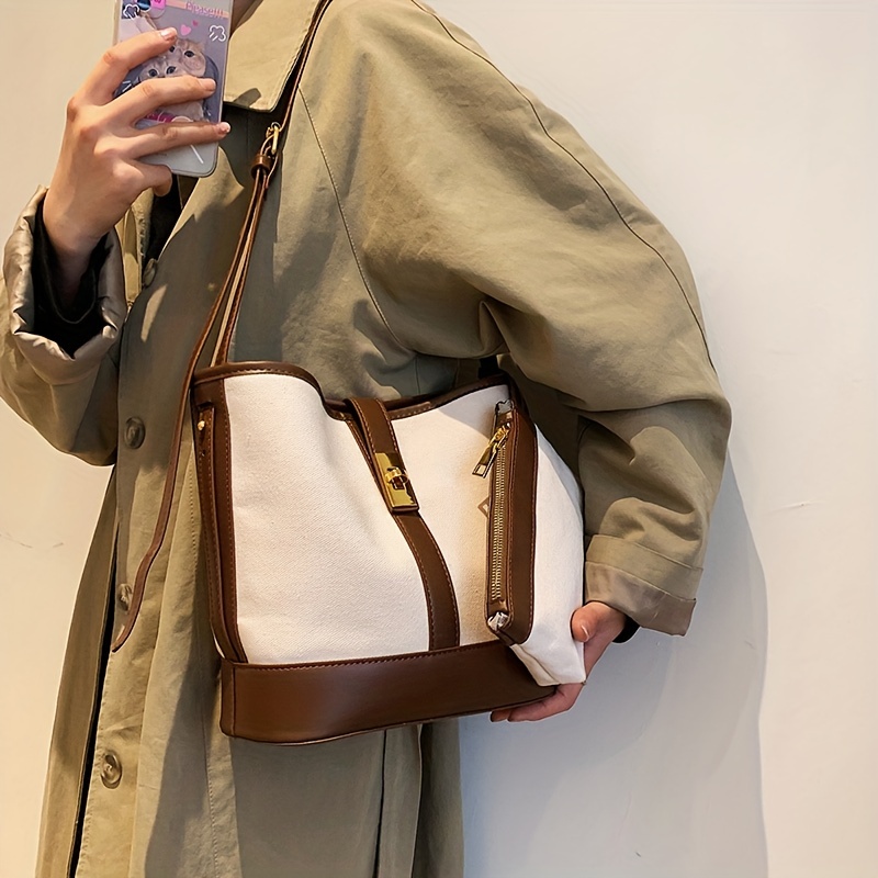 Fashion Crossbody Bucket Bag, Trendy Pu Shoulder Bag, Women's Casual Handbag  & Tote Purse - Temu