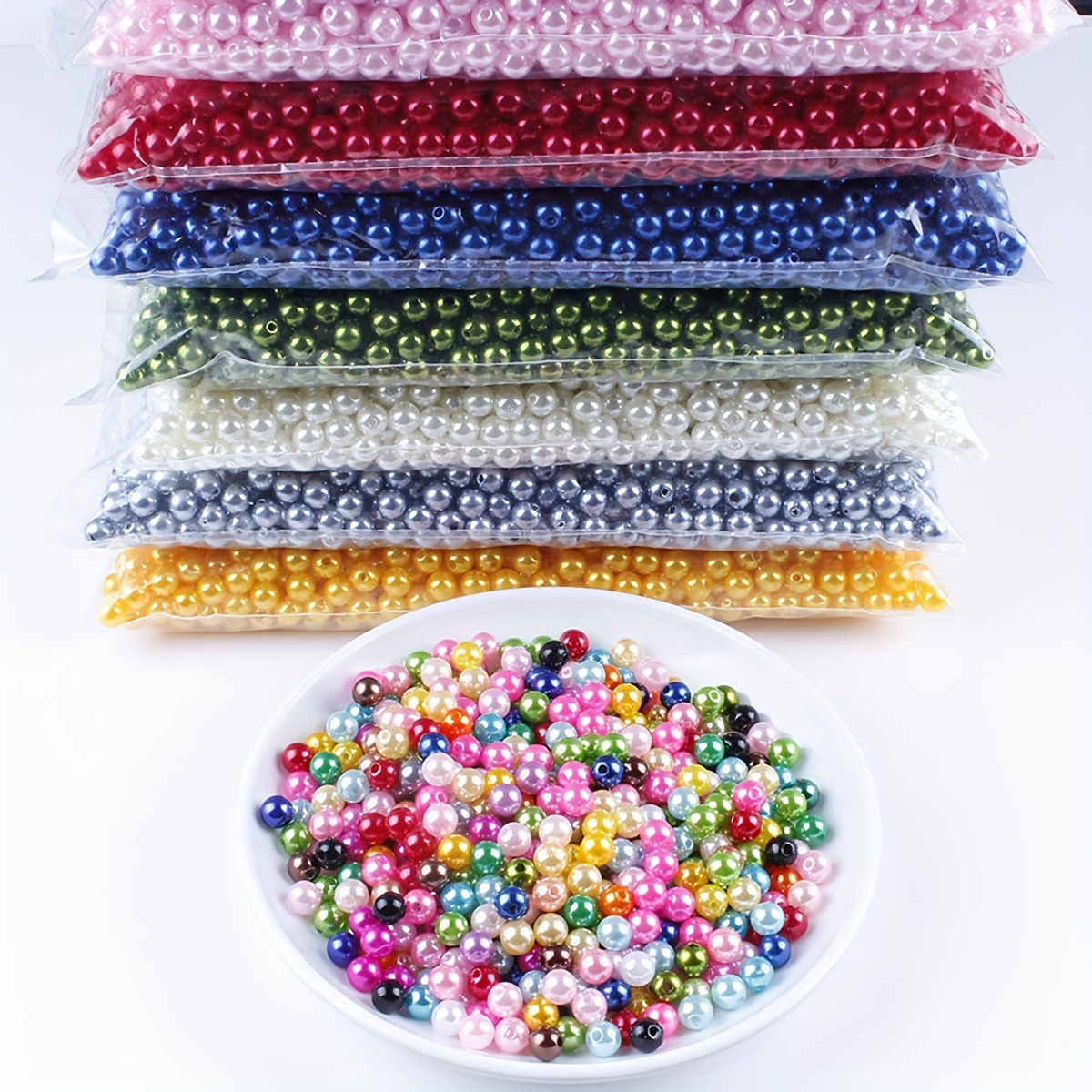 1200Pcs Pearl Beads,7mm 24 Colors Multicolor Pearl Beads Loose Spacer Beads  with Hole for Jewelry Making, Round Rainbow Pearl Beads for DIY Craft