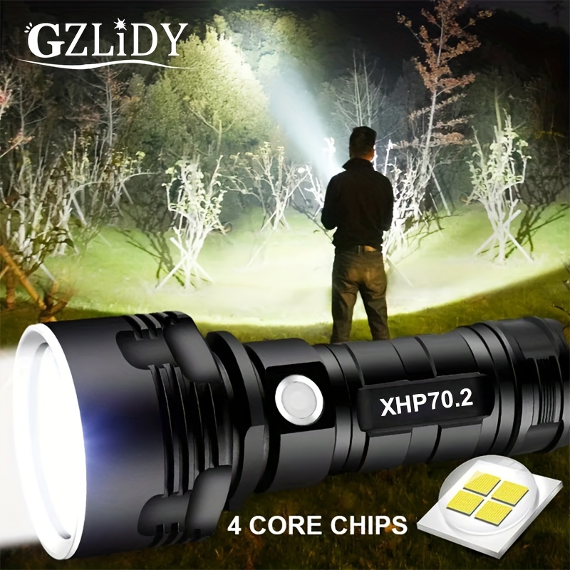 Ultra Bright Usb Rechargeable L2 Xhp70 Aluminum Alloy Led Tactical  Flashlight Perfect For Outdoor Camping Hiking Fishing Hunting, Free  Shipping On Items Shipped From Temu