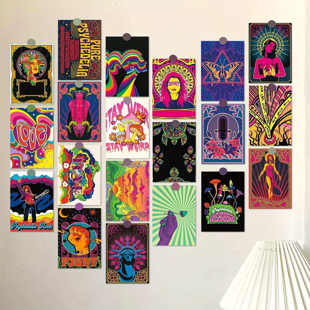 Indie poster pack Hippie aesthetic Wall collage kit 6x4