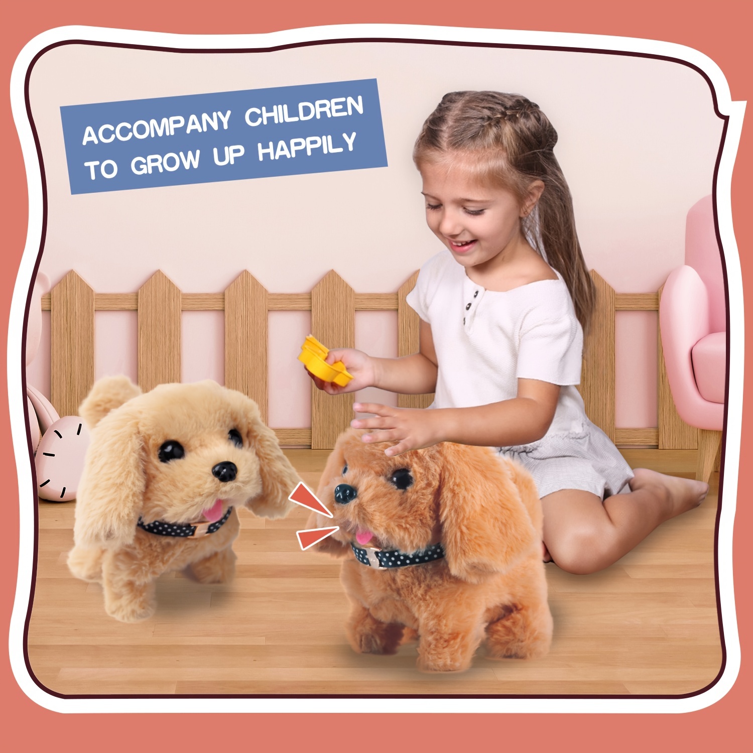 Koonie Perro de juguete para caminar, cantar, caminar, ladrar, mover la  cola, perro interactivo electrónico de felpa para niños y niñas, perro de