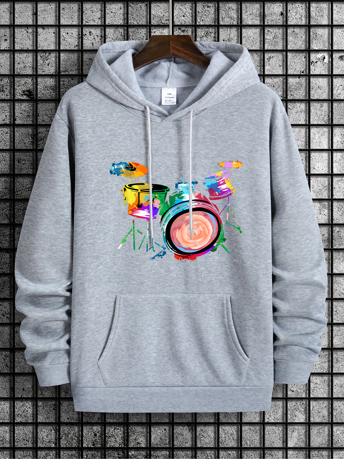 Colorful Drum Set Print Hoodie Cool Long Sleeve Hoodies Men Temu