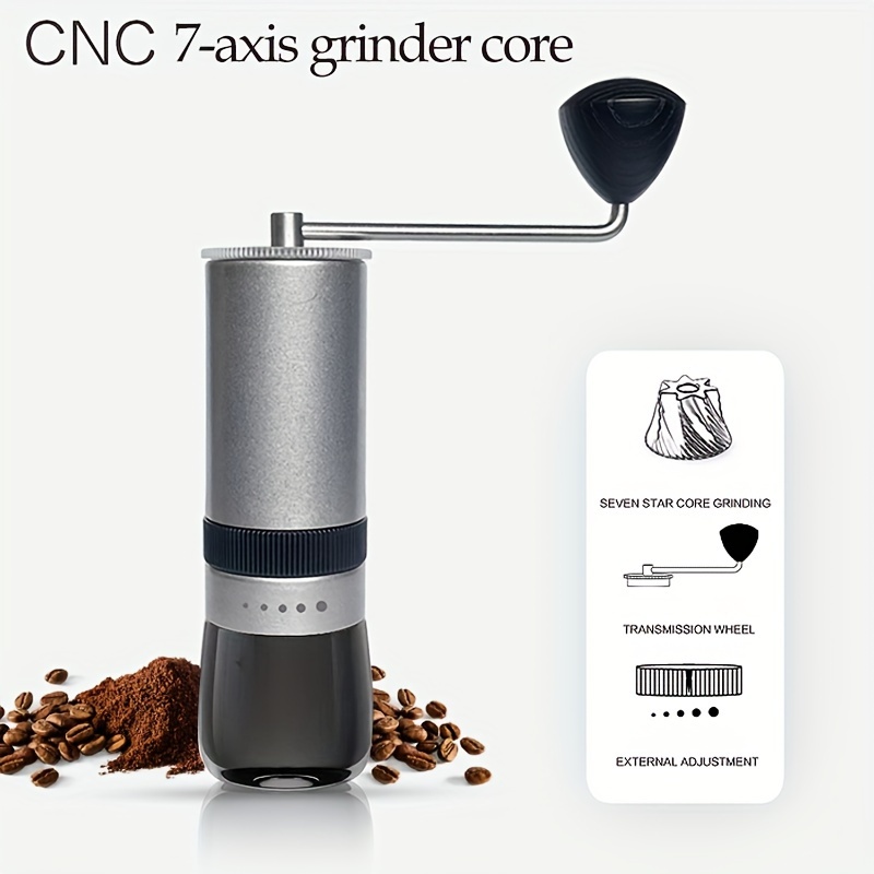 1pc, Manual Coffee Bean Grinder, 5 Coarseness Settings, Coffee Hand Grinder  Coffee Mill With 7-axis CNC 420 Stainless Steel Conical Burr For  Home/Travel/Camping