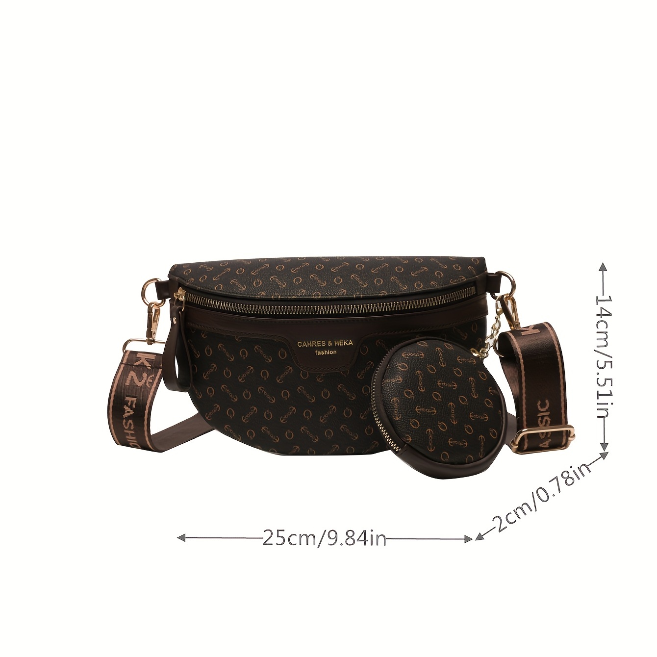 Allover Print Zipper Chest Bag With Little Pouch, Pu Leather Versatile  Crossbody Bag, Letter Print Adjustable Strap Fanny Pack - Temu