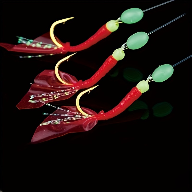 6 Hook Luminous String Hook Fishing Lure Red Feather Rainbow - Temu