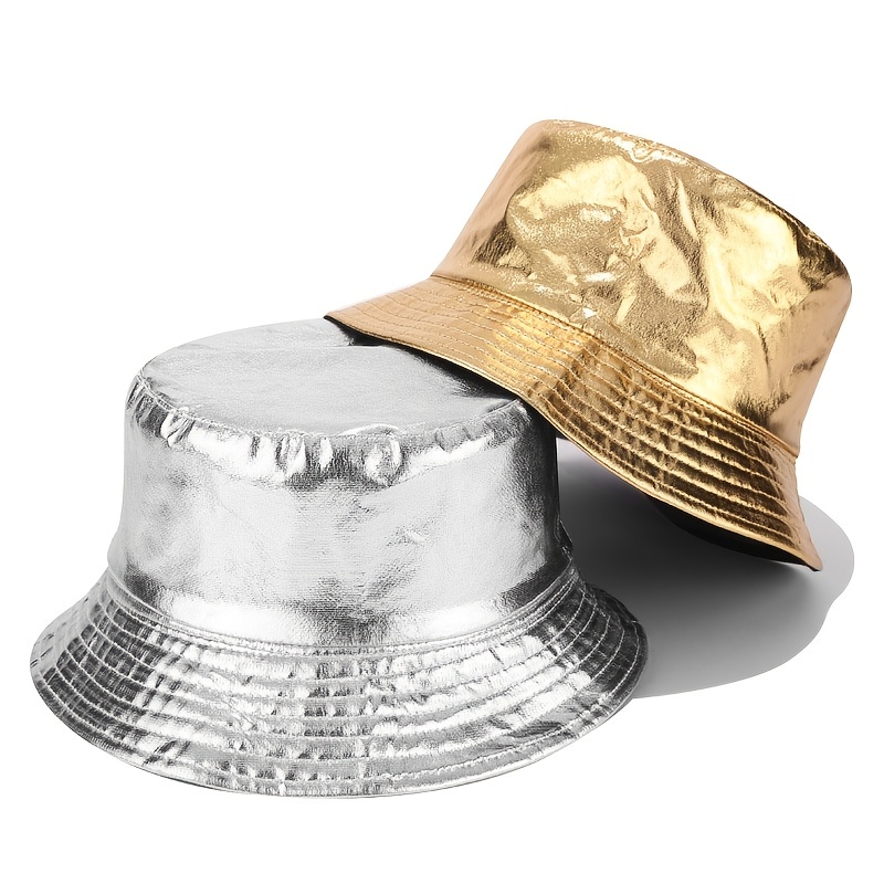 Sombreros Pescador Plateados Dorados Brillantes Sombrero - Temu