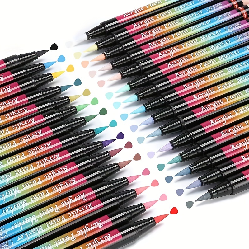 Flysea 18 Colors Acrylic Paint Pens Soft Brush Tip - Temu