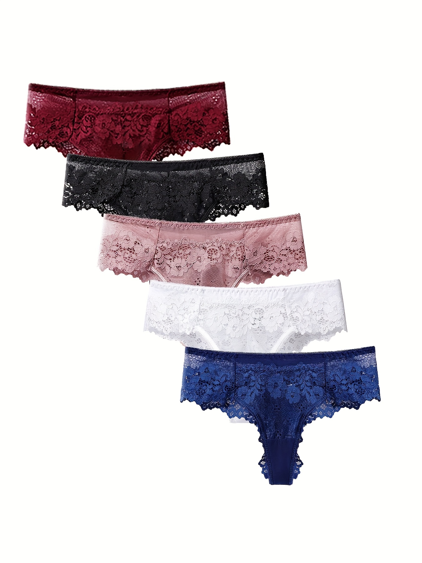 Contrast Lace Thongs Soft Comfy Stretchy Intimates Panties - Temu