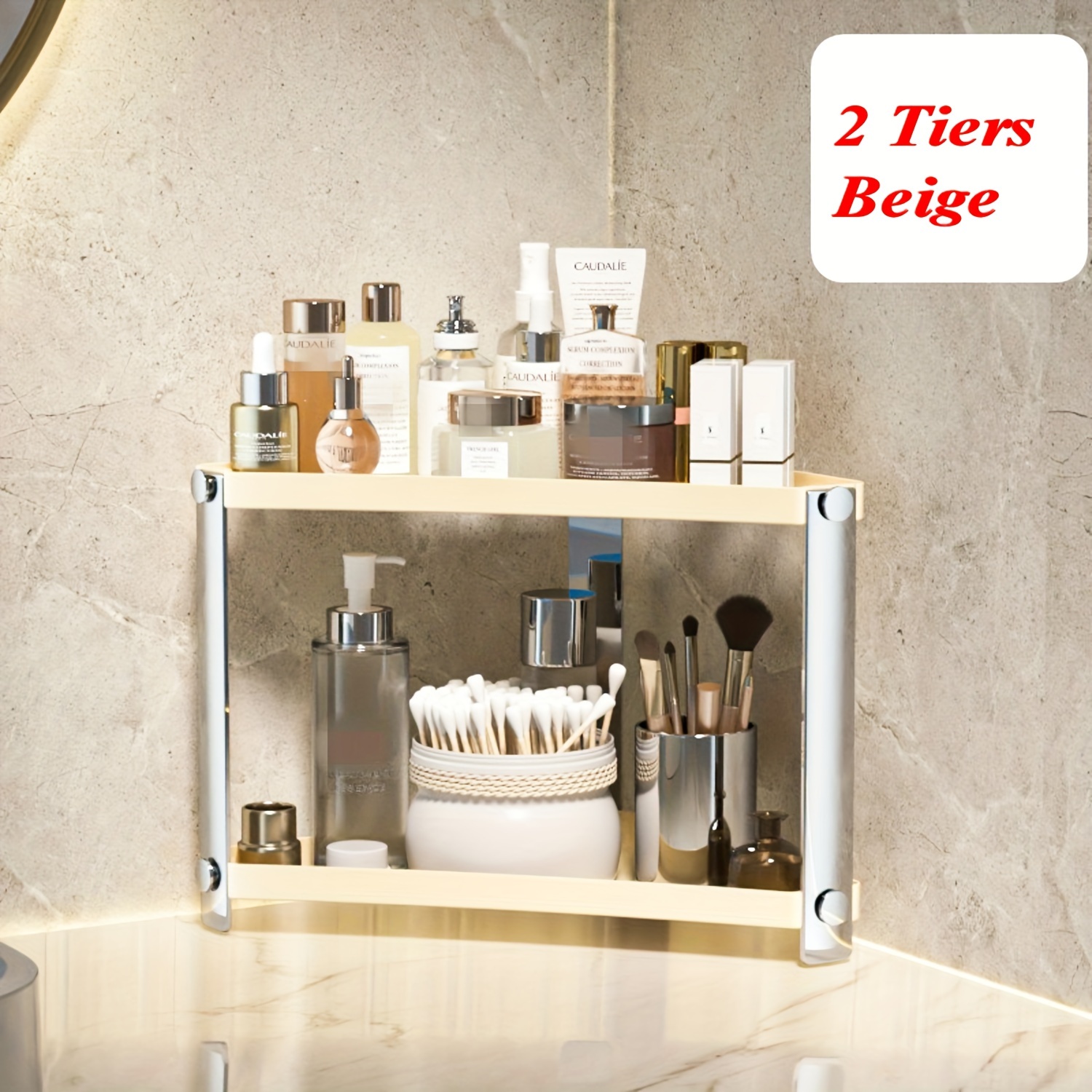 1pc Multifunctional Bathroom Storage Rack Wall Mounted Cosmetic