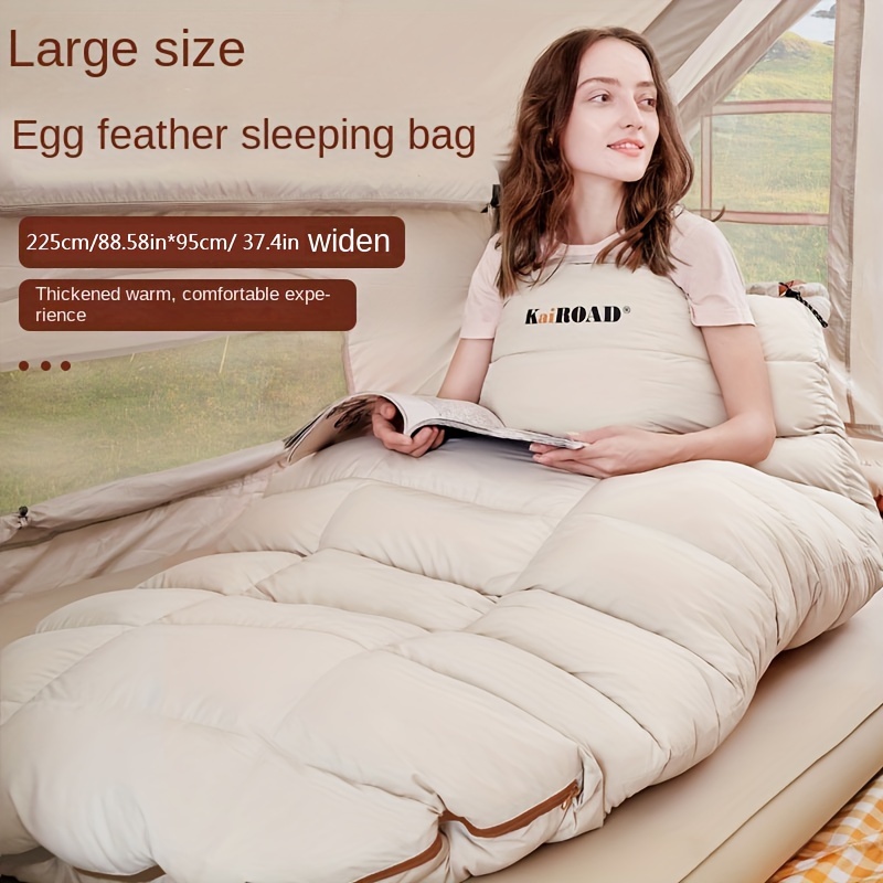 

1pc All Season Sleeping Bag, Feather Sleeping Bag, Egg-shaped Sleeping Bag, Simple Style Camping Outdoor Warm Keeping Large Size Sleeping