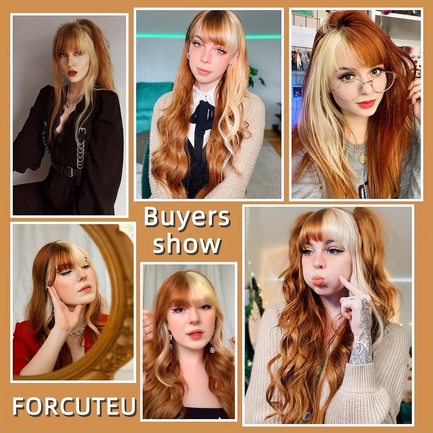 Long Wavy Curly Colored Wigs With Bangs Purple Omber Gray Synthetic Wig