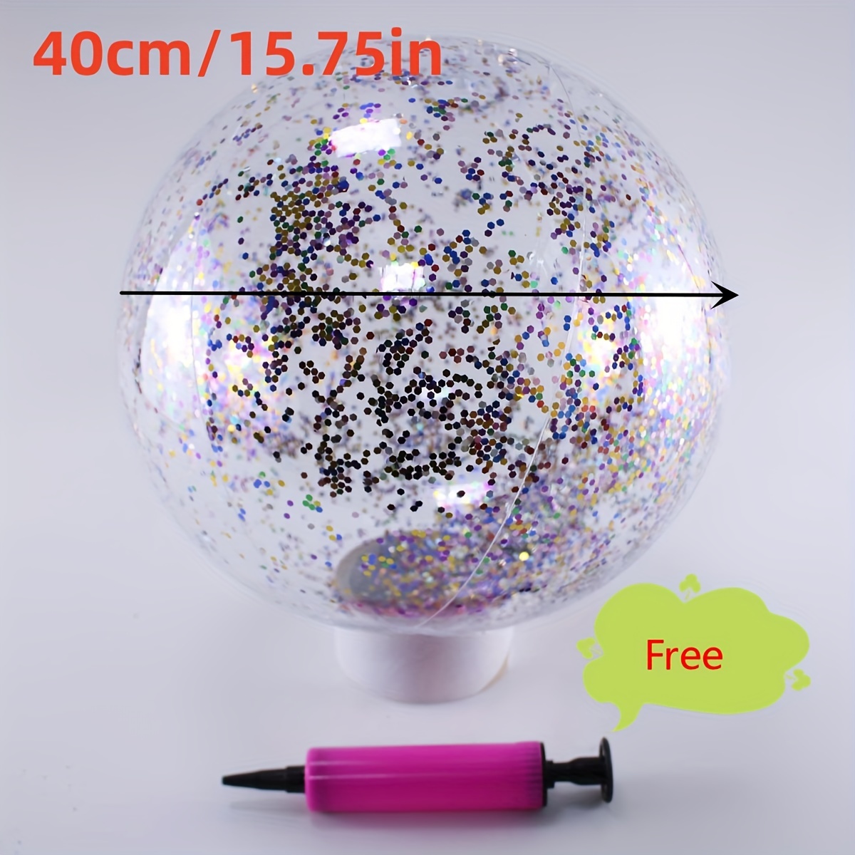 Inflatable Beach Ball, Sequin Beach Balls Confetti Glitter Clear Beach Ball  Swimming Pool Toys 