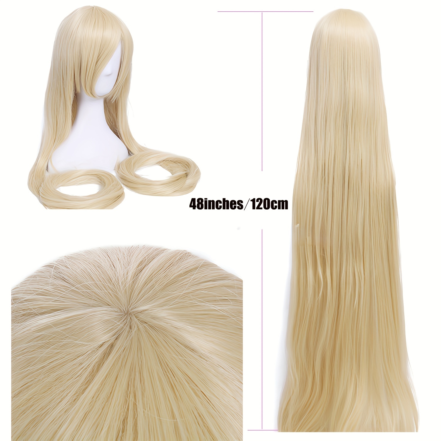 Long Blonde Wig Anime Cosplay Wigs Straight Beige Halloween Temu