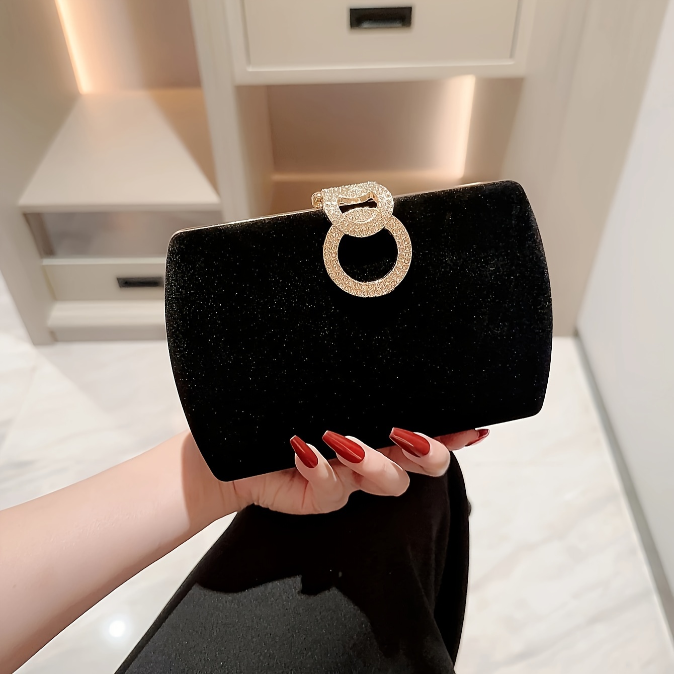 Black velvet clutch on sale purse