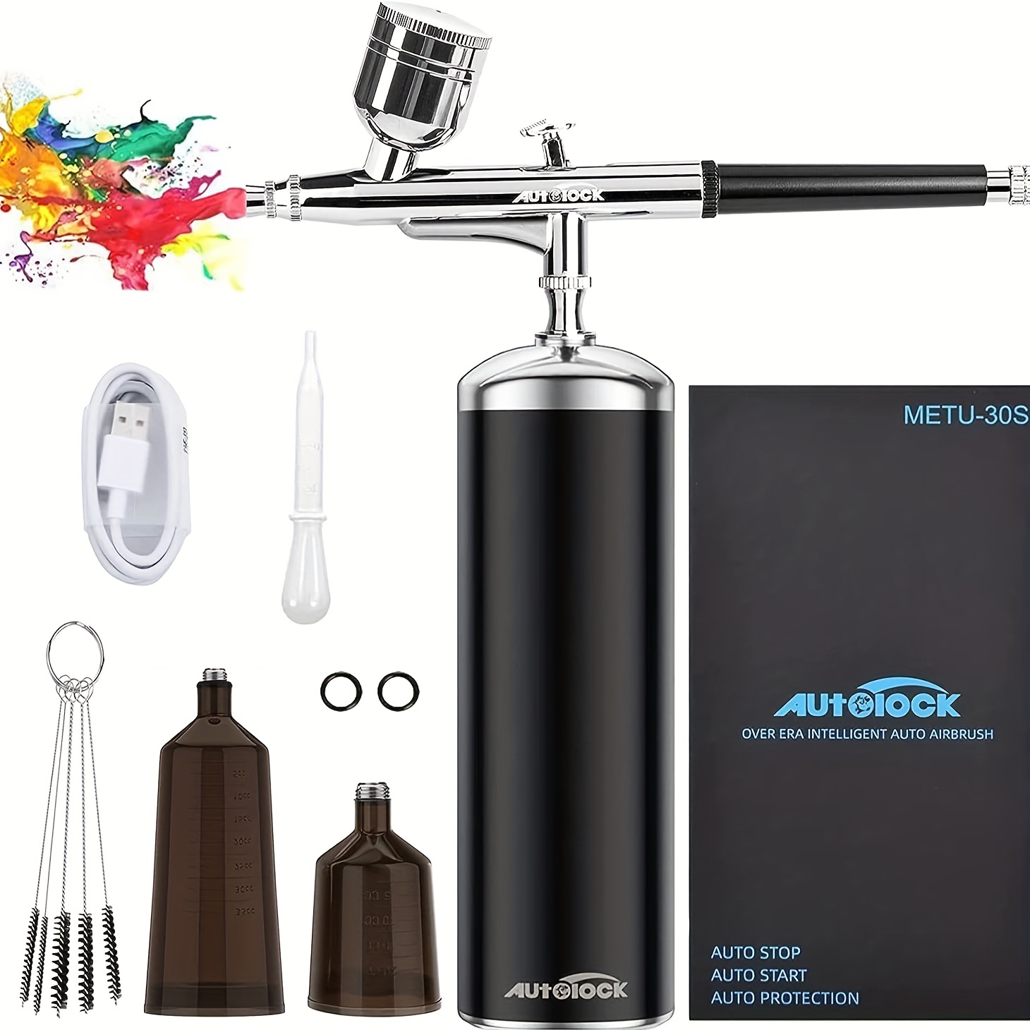 Upgraded Airbrush Kit With Air Compressor, Portable Cordless Auto Airbrush  Gun Kit, Rechargeable Handheld Airbrush Set For Makeup, Cake Decor, Model C