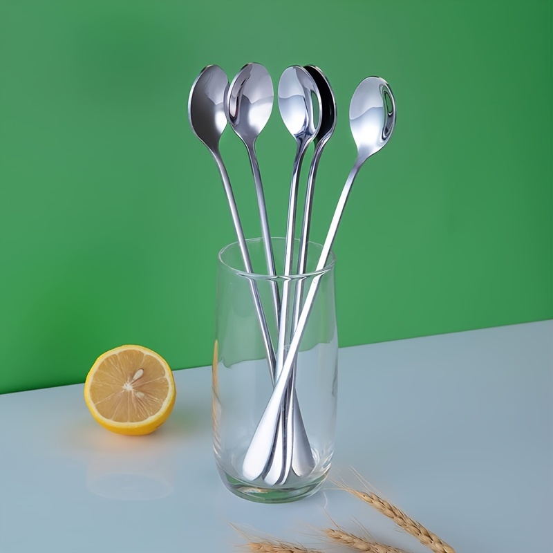 6x 7.5 Long Stainless Steel Ice Cream Cocktail Teaspoons Coffee Soup Tea  Spoons