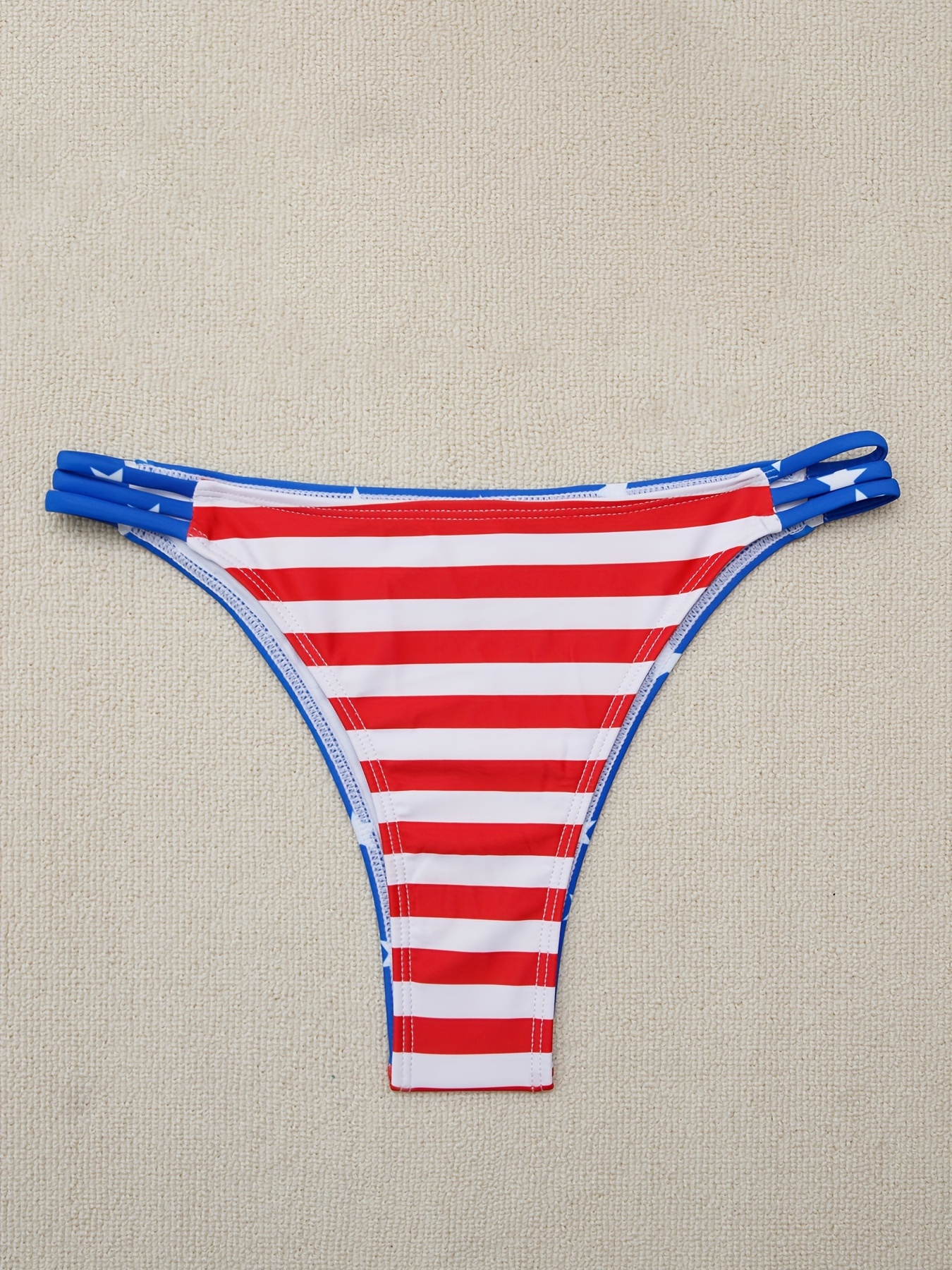 American Flag Print Strappy Triangle Bikini Tie Back - Temu