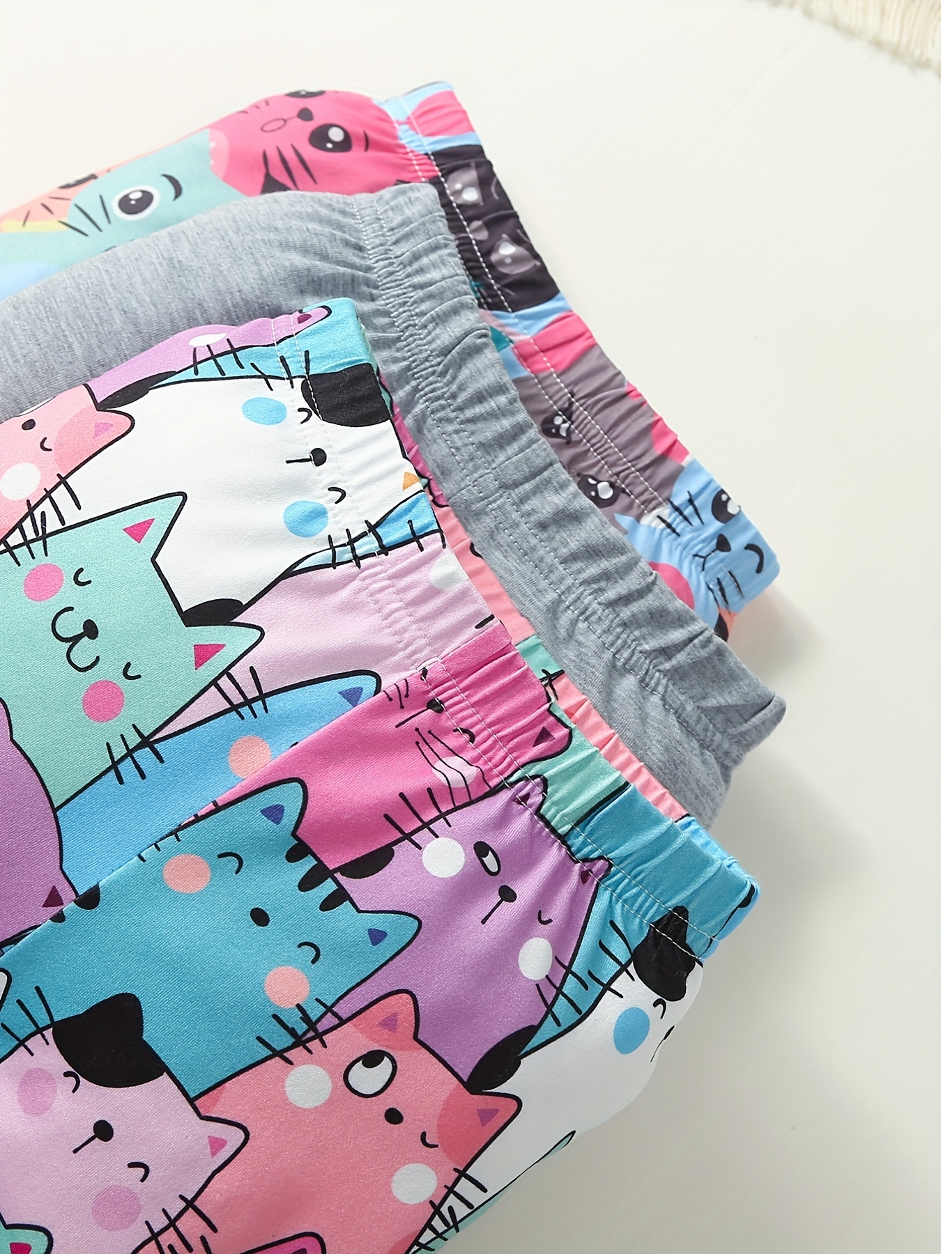 Girls' Kitty Print Comfy Casual Pants with Slight Stretch