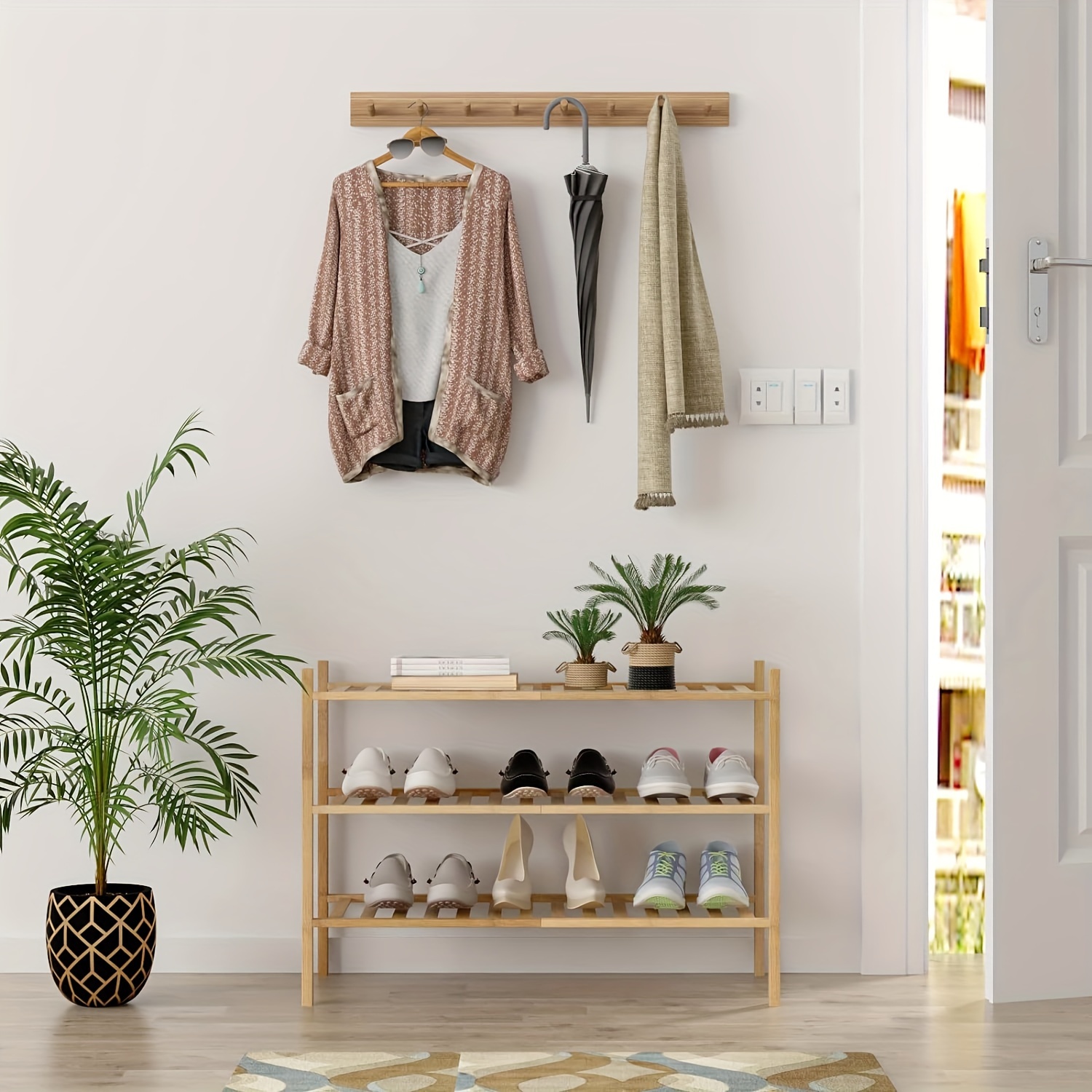  Zapatero plegable de bambú para zapatos, organizador de  almacenamiento sin instalación para entrada, pasillo dormitorio (color  rosa, tamaño: grande) : Hogar y Cocina
