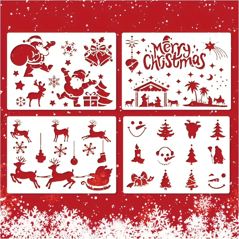 Christmas Stencils Reusable Holiday Xmas Drawing Stencil - Temu