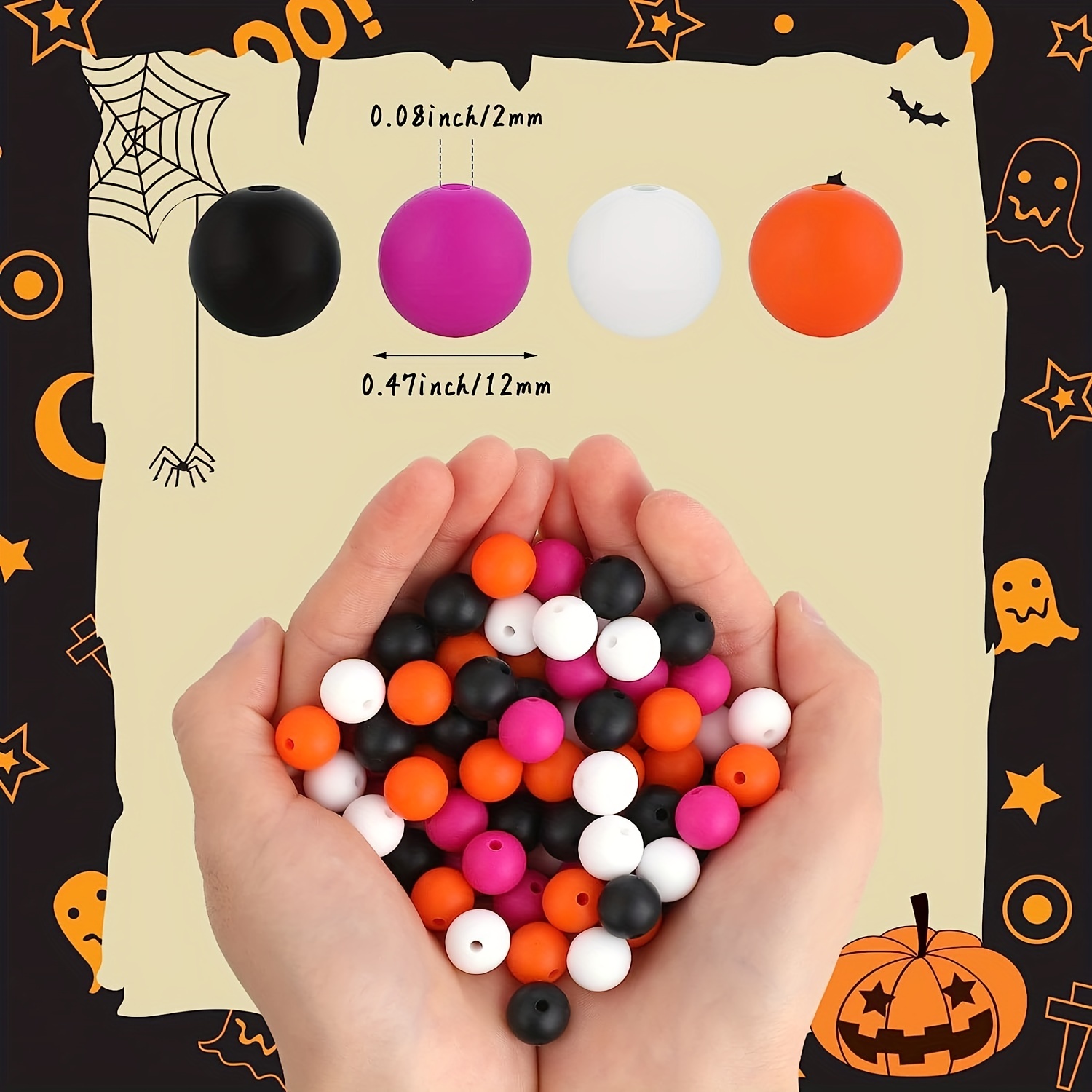 Halloween Silicone Beads Circular Silicone Beads Pumpkin - Temu