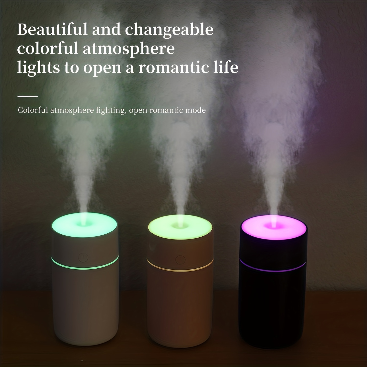 1pc 230ml colorful led cordless mini air humidifier 1200mah ultrasonic cool mist room humidifier for bedroom vehicle and office super quiet and portable details 0