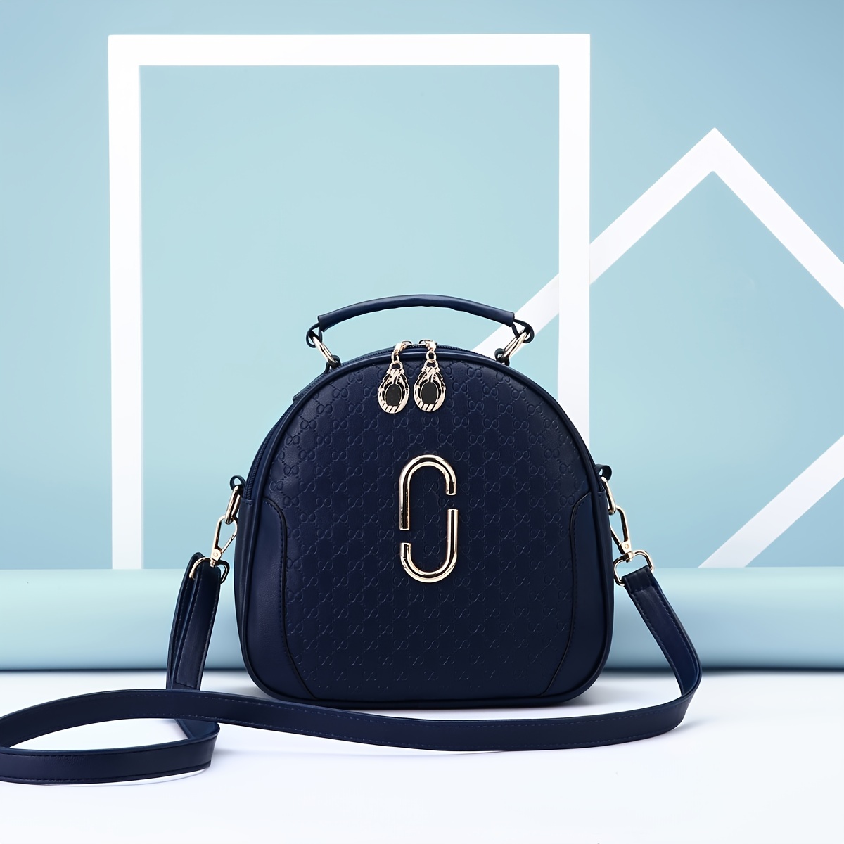Mini Geometric Graphic Hand Backpack, Women's Zipper Top Handle Purse,  Small Two-way Shoulder Bag - Temu Japan