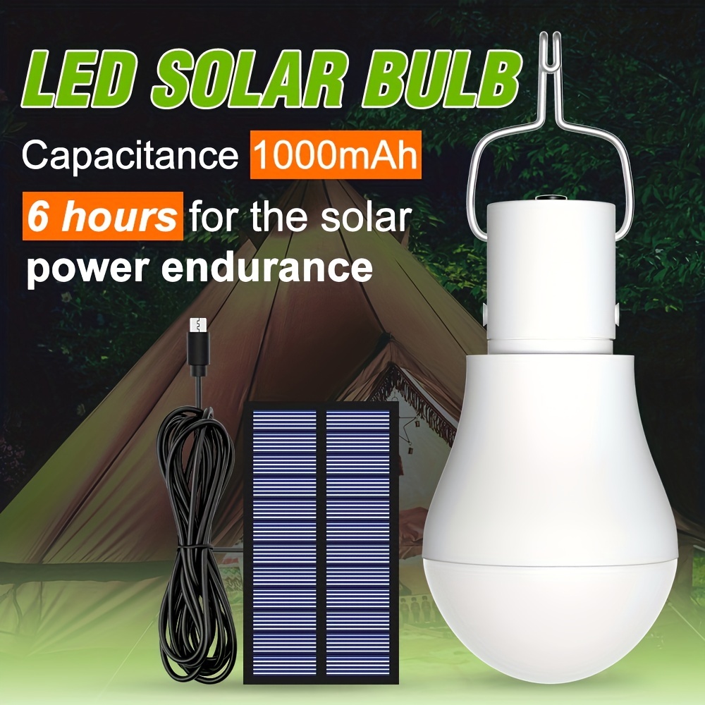 1pc 15W LED Portable Solar Bulb 5V Solar Safety Emergency Bulb Outdoor  Waterproof Camping Lamp USB Rechargeable Shed Lights Energy Saving Security  Lig