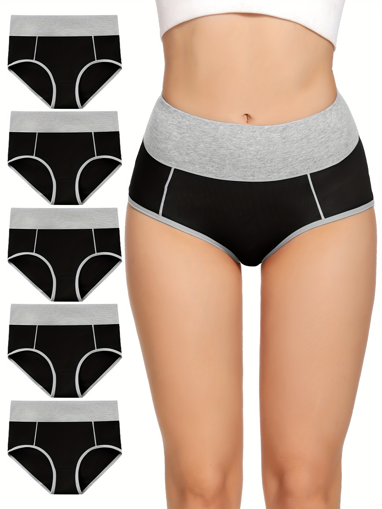 4pcs Colorblock Briefs, Comfy & Breathable Stretchy Intimates Panties,  Women's Lingerie & Underwear
