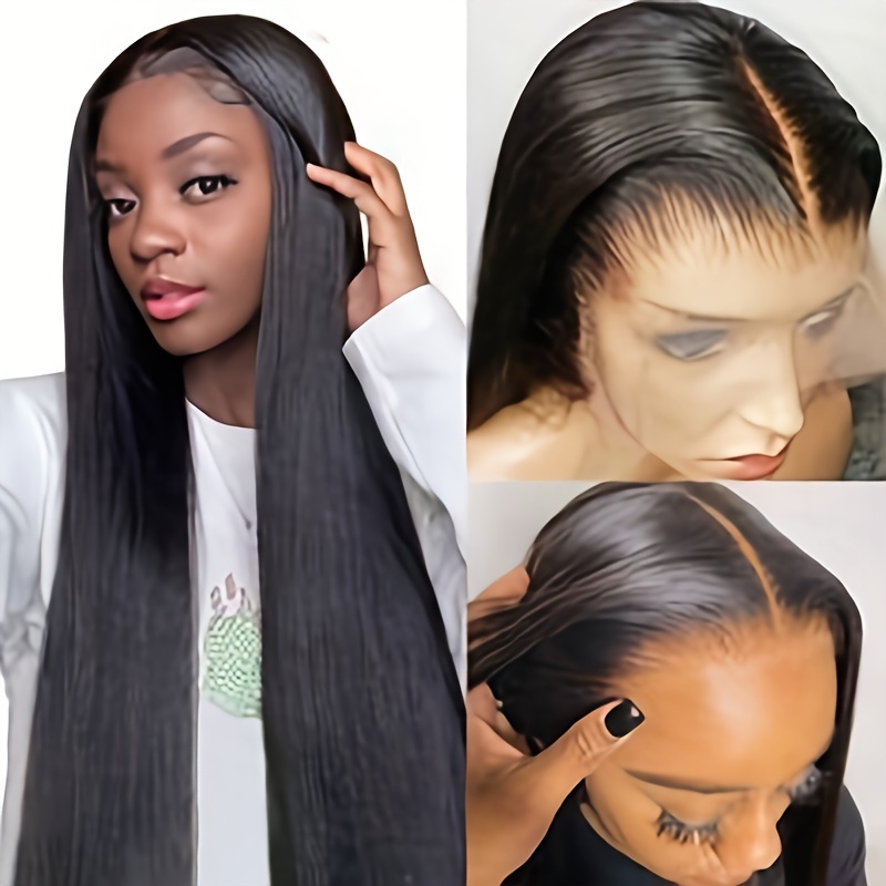 13 4 Lace Front Straight Wig Black Human Hair Wig Long Pre Temu