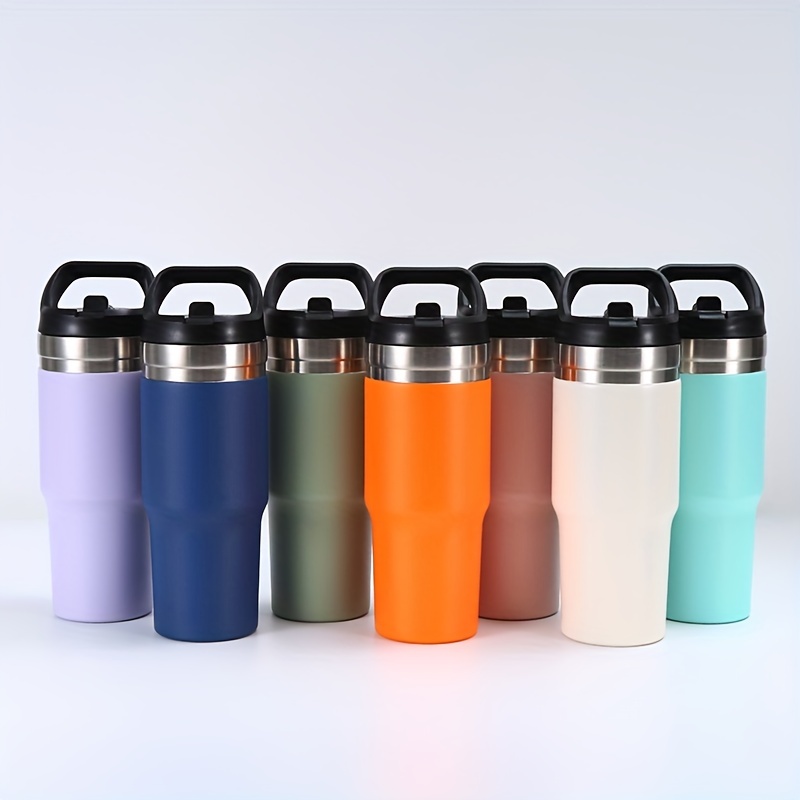 Tumbler With Lid And Handle, Stainless Steel Double Walled Water Bottle, Insulated  Water Cups, Summer Winter Drinkware, Travel Accessories - Temu
