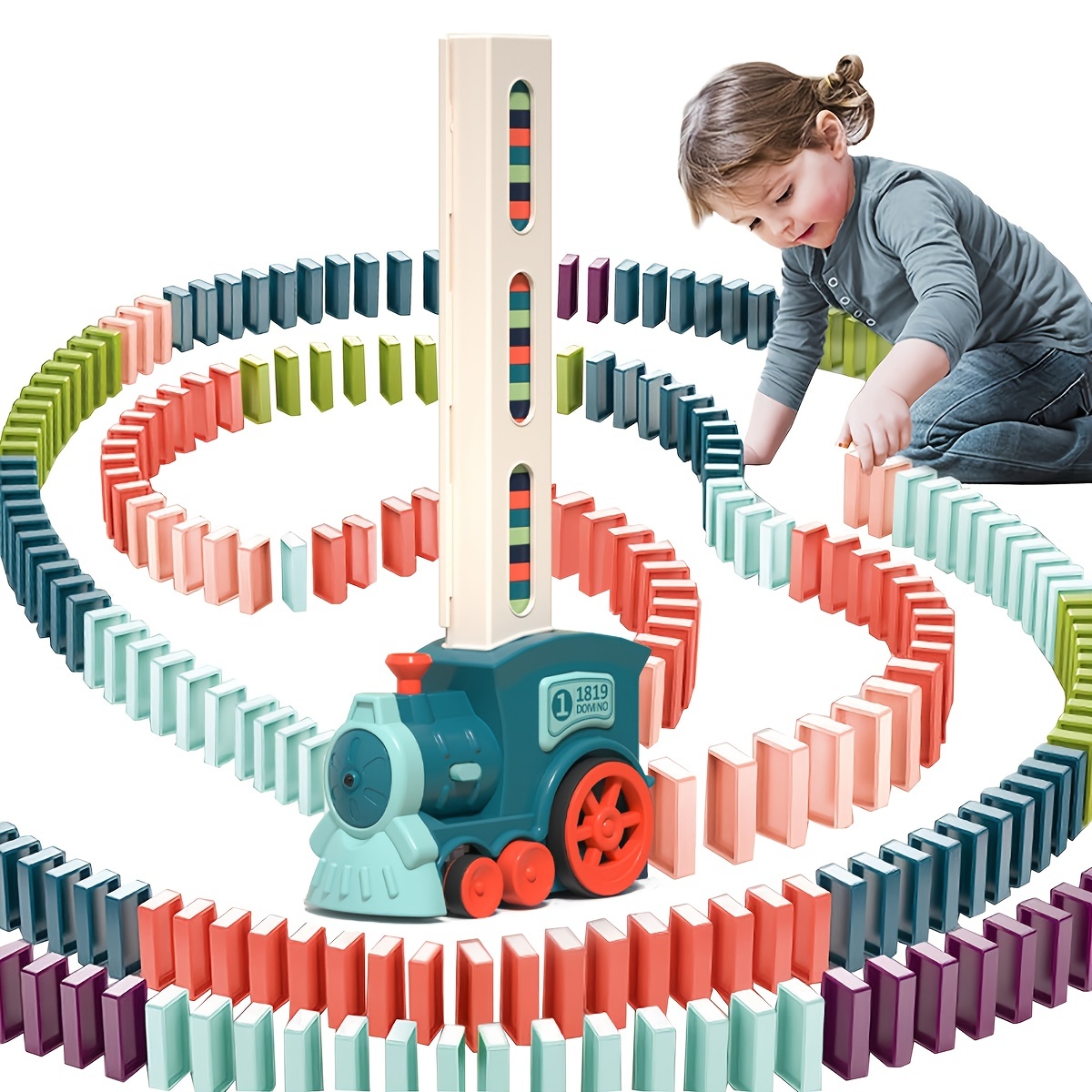 Crianças de colocação automática dominó trem carro elétrico dominó con –  Minha loja