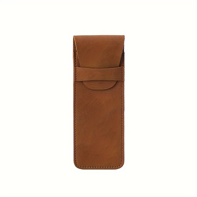 1pc Vintage Matte Pu Leather Pencil Case - Mini Stationery Holder With Pen & Pencil Protector, Compact & Office Organizer Suitable For Students, Professionals, -the-