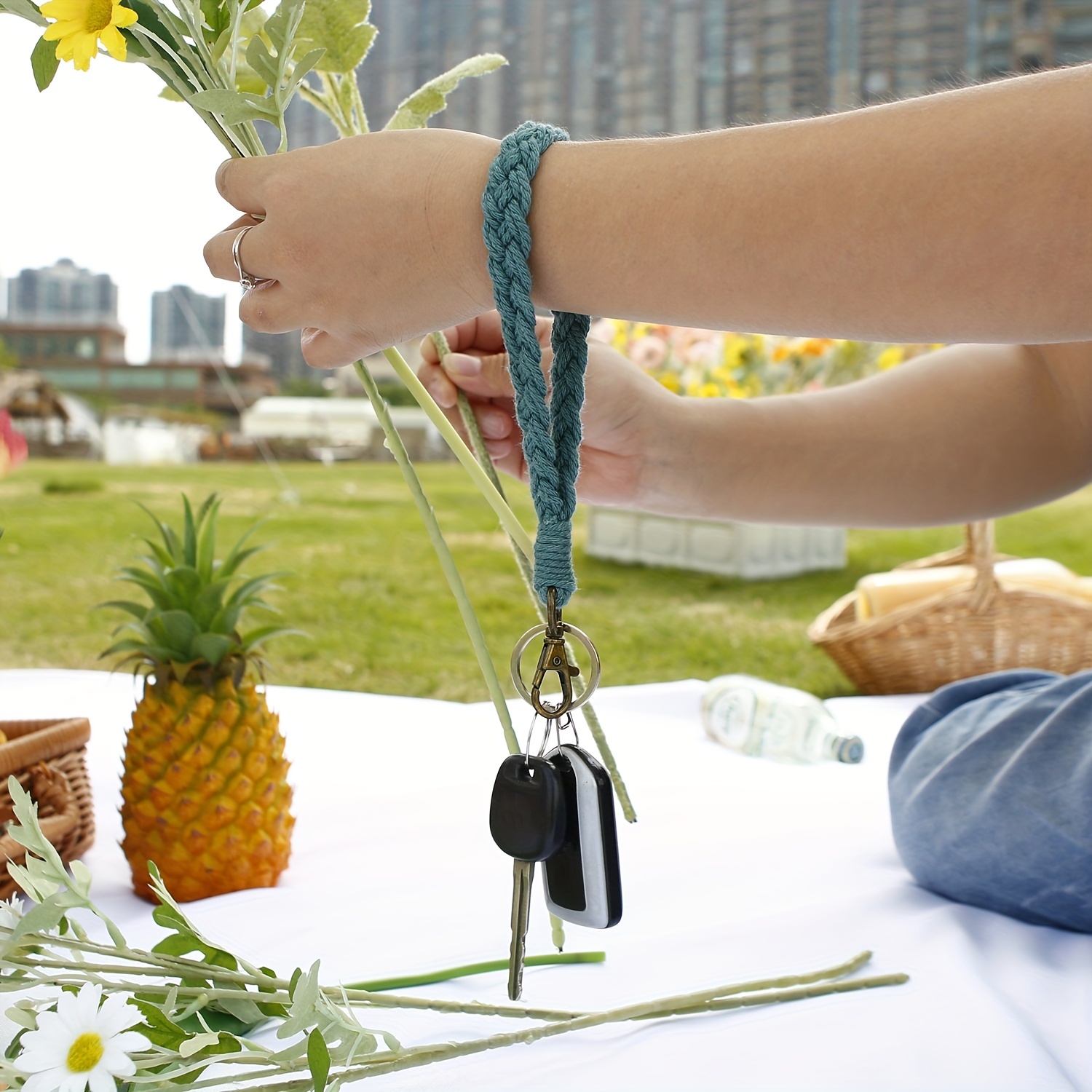 Soft Macrame Keychain Boho Handmade Wristlet Bracelet - Temu Canada