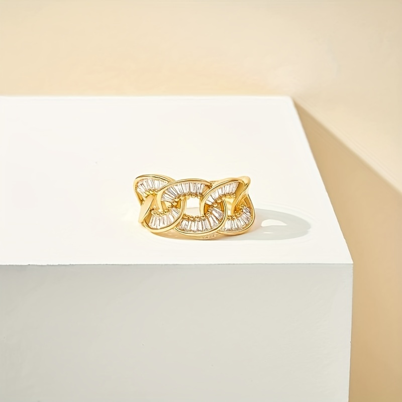 Men's Copper Zircon Ring Couple Cuff Ring