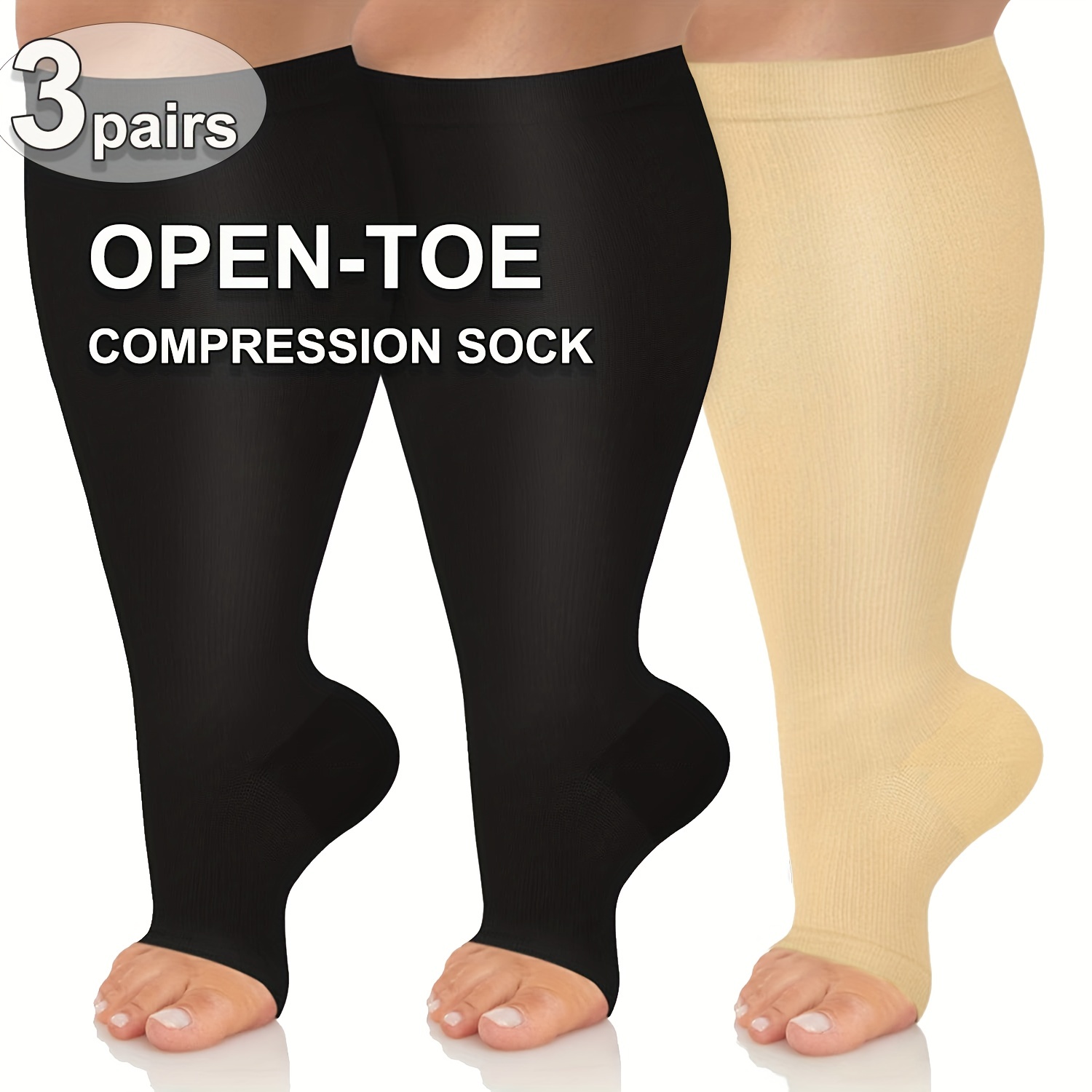 hø Eddike Tante Plus Size Copper Sports Open Toe Toeless Compression Socks For Women  Pregnancy Circulation Better Blood Flow Best For Adult Nurses Medical  Athletic Running Nurses Hiking Cycling - Temu