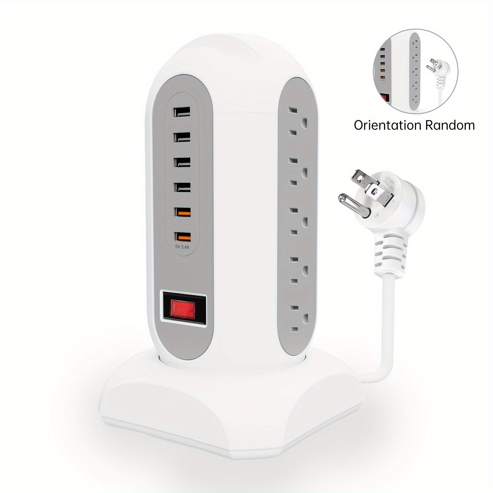 1pc, Power Strip Surge Protector, Retractable Power Strips Tower, 6 USB  Ports + 15 Outlets + Extension Cord, Multi Plug Outlet Charging Station For  Ho