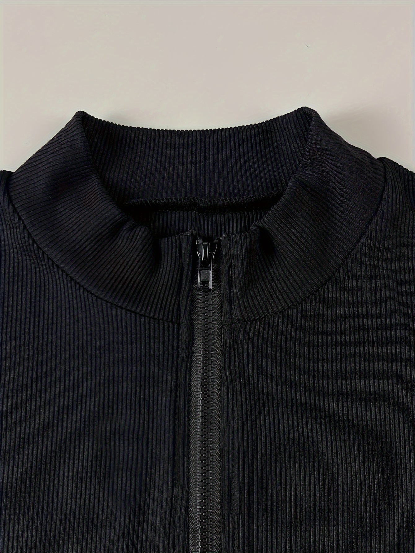 Solid Zip V Neck Bodysuit Casual Long Sleeve Slim Bodysuit - Temu