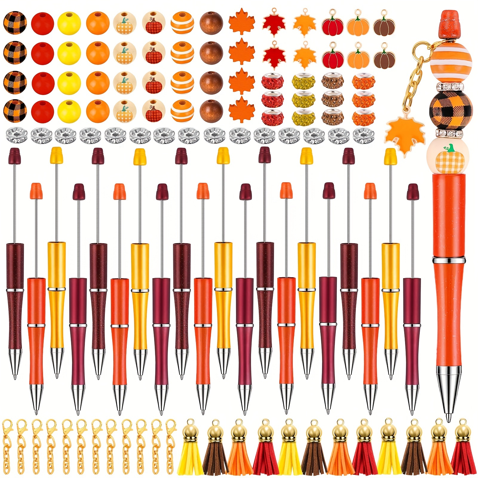 Fall Beadable Pens Bulk Thanksgiving Bead Ballpoint Diy Pen - Temu