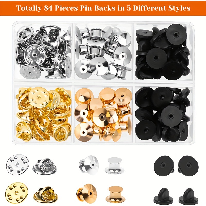 12pcs Locking Pin Backs for Enamel Pins Gold, Silver, Black Nickel or  Rainbow 