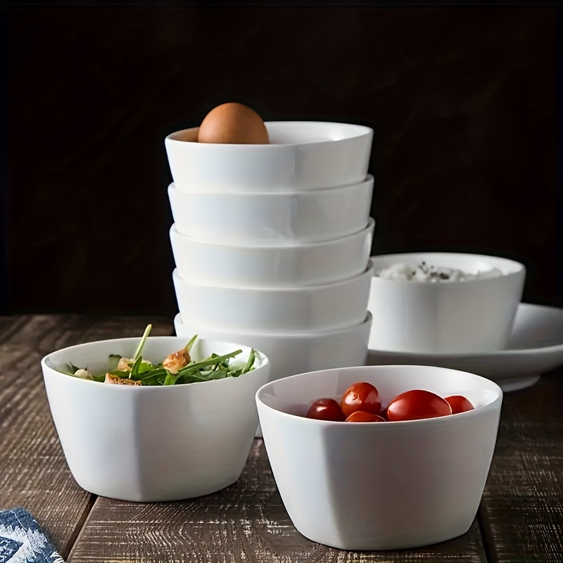 KooK Cuencos de cerámica para servir ensaladas, 41 onzas, tazón de ramen  blanco para fideos, cuencos de ensalada de porcelana, juego de 4, cuencos