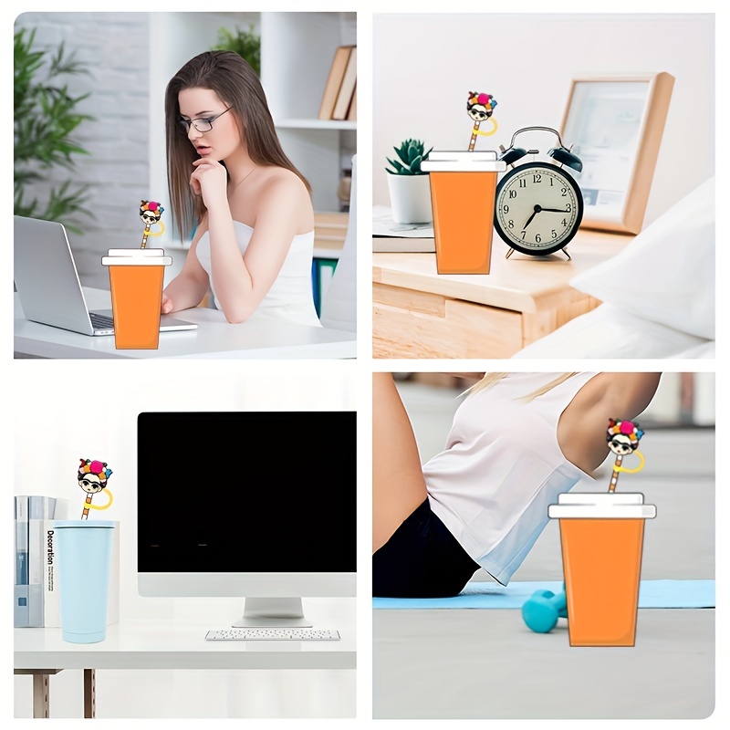 Cute Nursing Series Silicone Straw Cover, Reusable Dustproof Drinking Straw  Plug For Straw, Cup Accessories - Temu