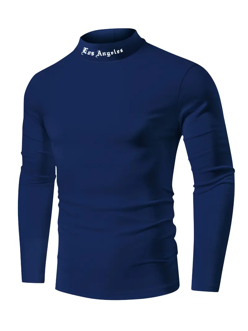Men's Turtleneck Long Sleeve T shirt Casual Stretch Sports - Temu