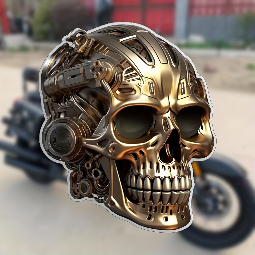 3d Imitation Metal Skull Car Stickers Motorcycle Scratch - Temu