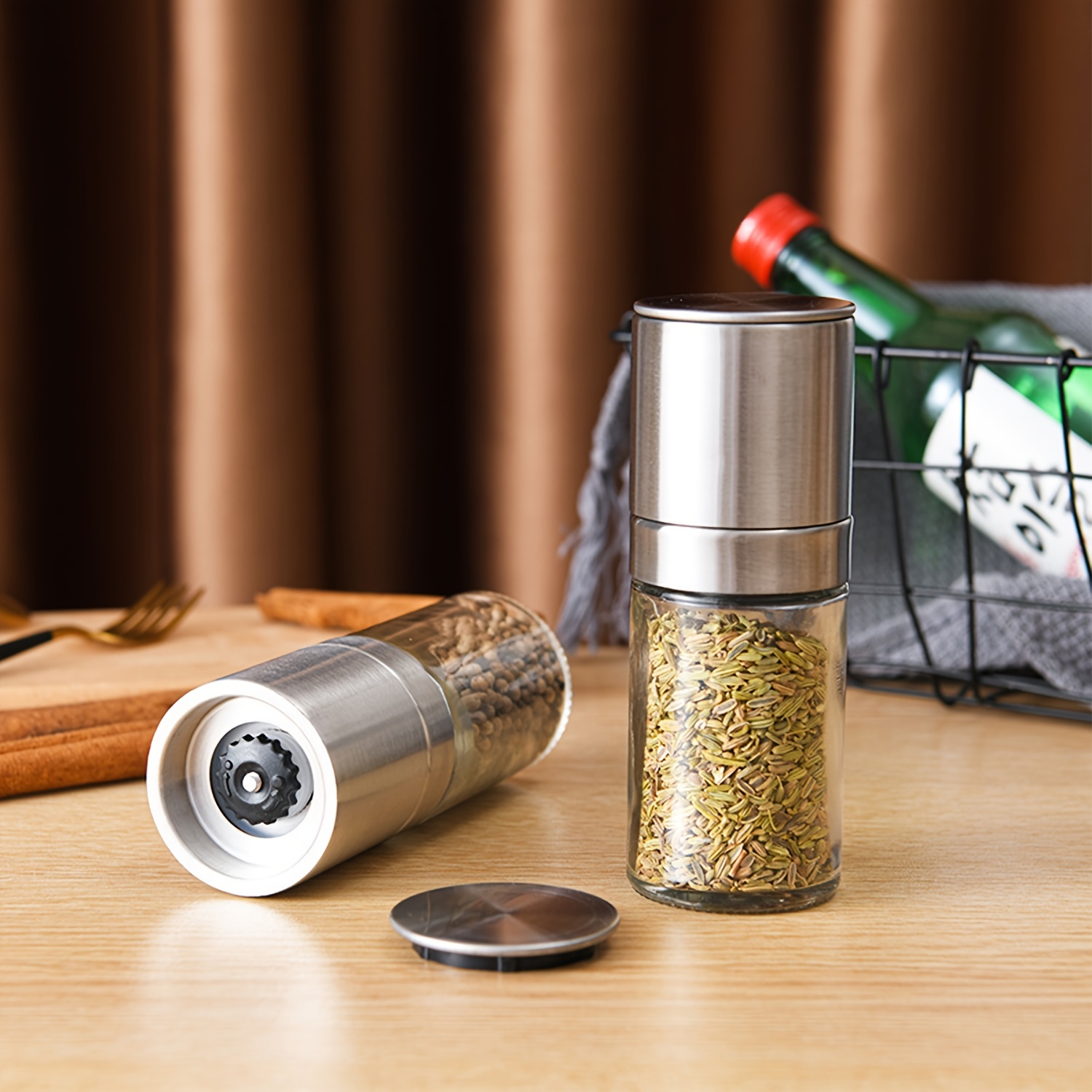 Metal Salt And Pepper Grinder Set, 1 Salt And Pepper Shakers, Stainless  Steel Shakers With Adjustable Coarse Mills, Pepper Shaker Spice Grinder  Kitchen Chef Gift, Kitchen Supplies, Kitchen Gadgets - Temu