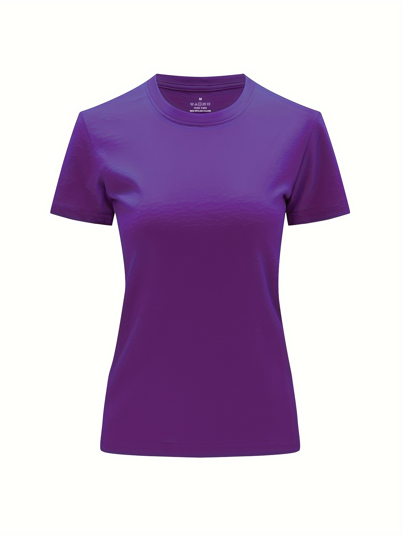 Solid Crew Neck T-Shirt, Casual Short Sleeve Top For Spring & Summer, Women'S Clothing