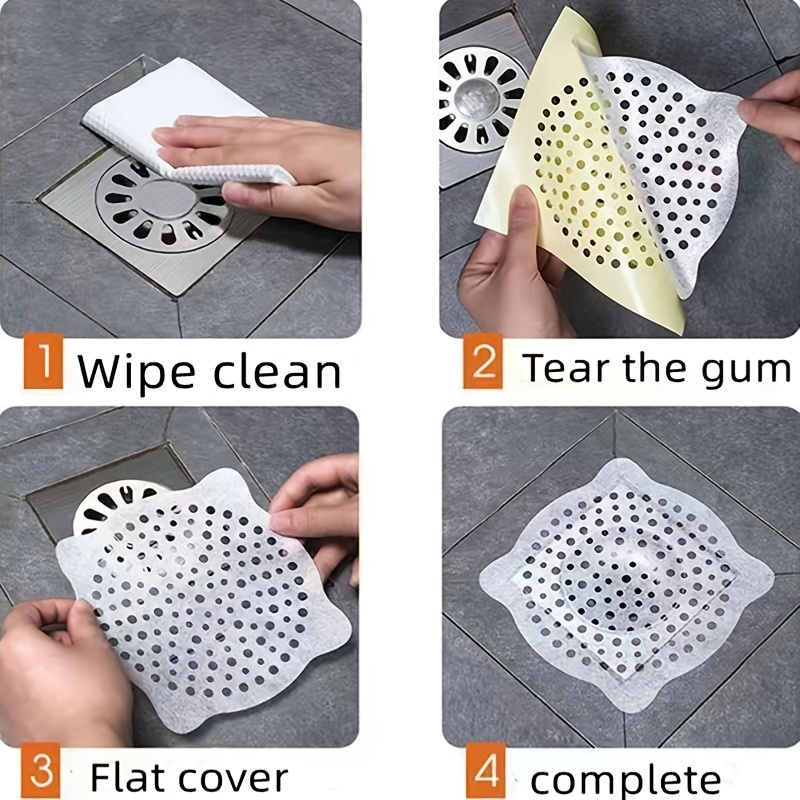 Disposable Hair Catcher Shower Drain Mesh Stickers, Cutable Shower