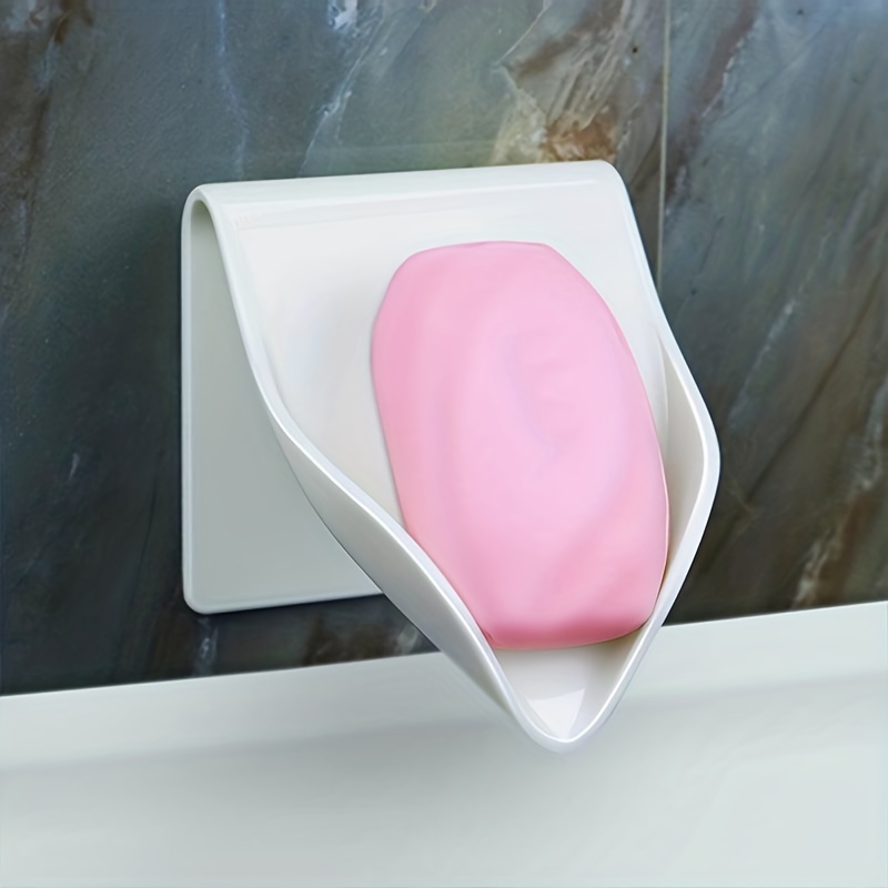 1pc White Punch Free Wall Mounted Soap Dish, Plastic Soap Holder For  Bathroom