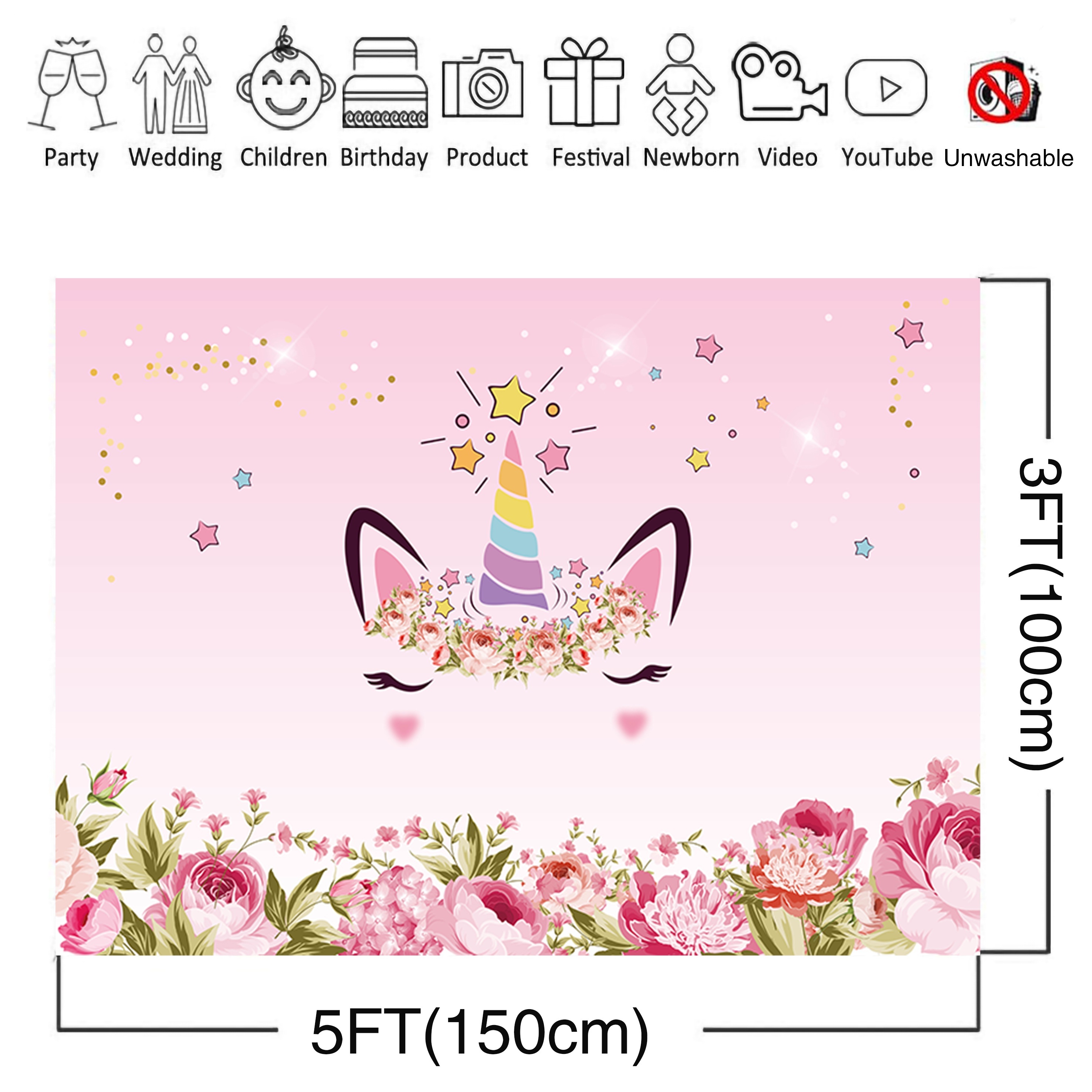 Rainbow Unicorn Backdrop Magical Rainbow Unicorn Birthday - Temu